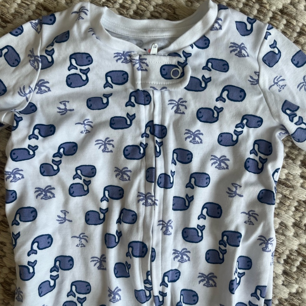 Roberta Roller Rabbit Whale Print Kids One Piece - Blue and White